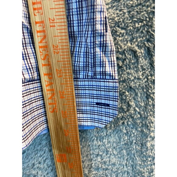 Fasso Ella Button Up Shirt Mens XL BLue Plaid Preppy Career Casual Travel Office - Picture 8 of 9